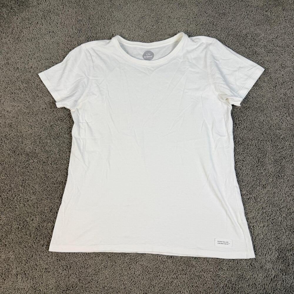 Life Is Good Shirt Womens L White Short Sleeve Crew Neck Classic Jersey Casual